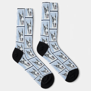 Great Dane Painting Harlequin Original Pet Dog Art Socks