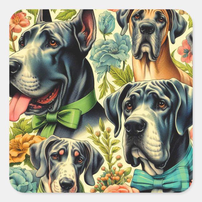 Great Dane Painting Square Sticker (Front)