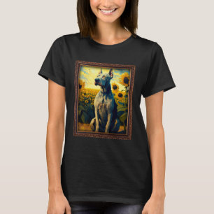 Great Dane Painting Sunflower Flower Mom Women Flo T-Shirt