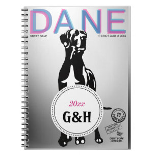 Great Dane pattern monogramed and special magazine Notebook