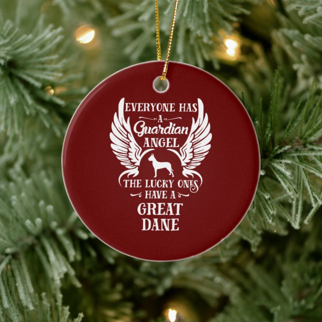 Great Dane pet dog guardian angel Ceramic Ornament (Tree)