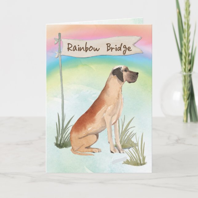 Great Dane Pet Sympathy Over Rainbow Bridge Card (Front)