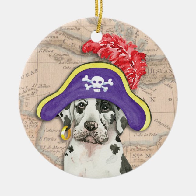 Great Dane Pirate Ceramic Ornament (Front)