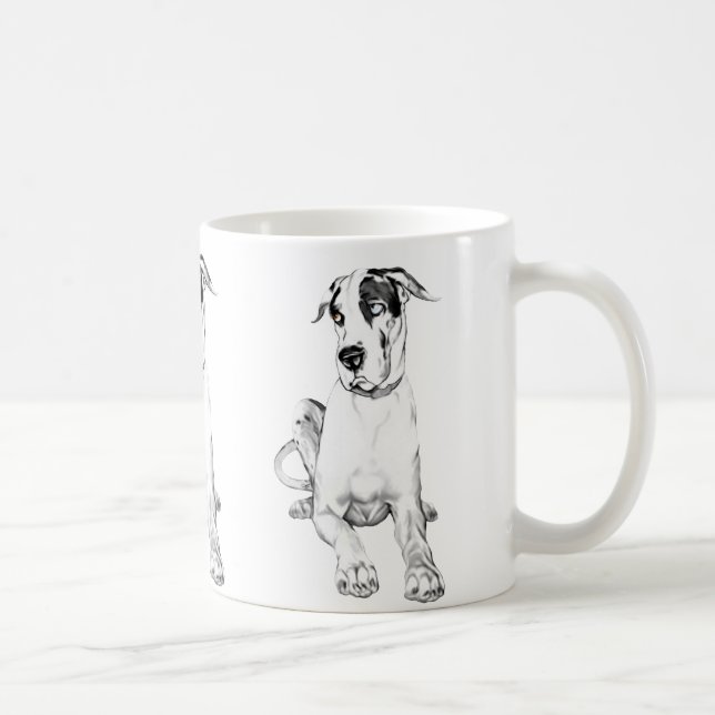Great Dane Pouting Harlequin Coffee Mug (Right)