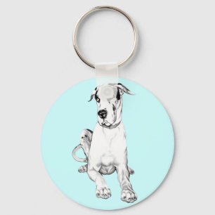 Great Dane Pouting Harlequin Keychain