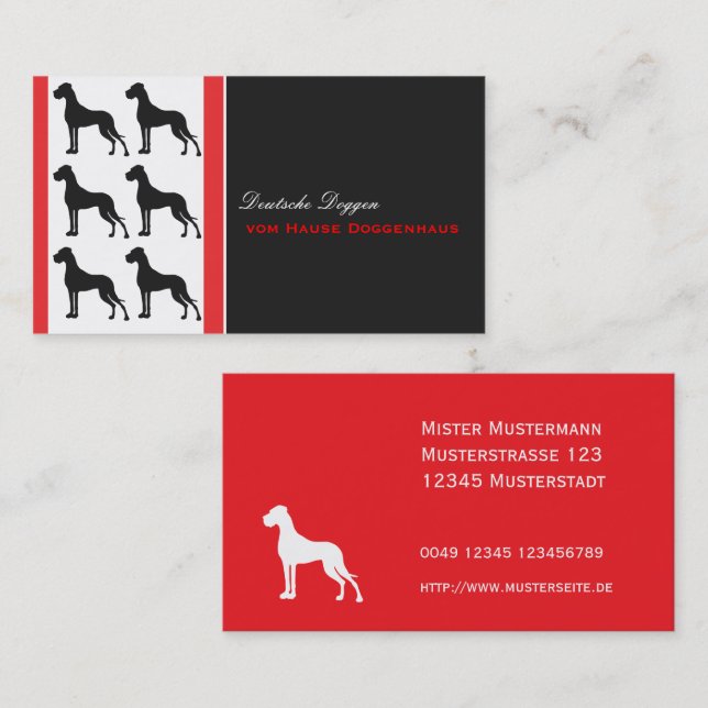 Great Dane Professional good to read Business Card (Front/Back)