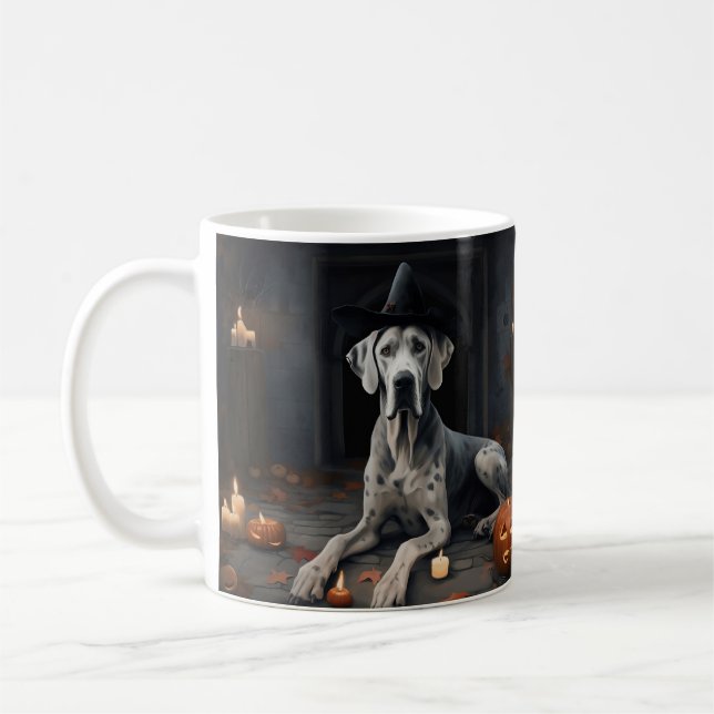 Great Dane Pumpkins Halloween Scary Flip Coffee Mug (Left)