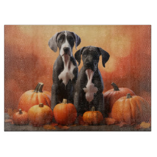 Great Dane Puppy Autumn Delight Pumpkin Cutting Board