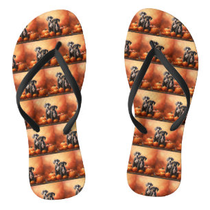 Great Dane Puppy Autumn Delight Pumpkin Flip Flops