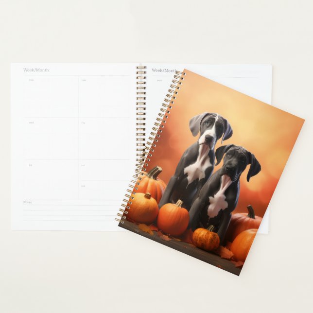 Great Dane Puppy Autumn Delight Pumpkin Planner (Display)