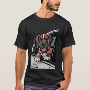 Great Dane Puppy Peeking Out Of A Car Window. Dog T-Shirt