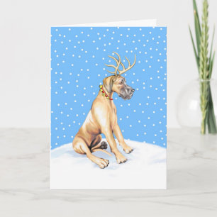 Great Dane Reindeer Christmas Fawn UC Holiday Card