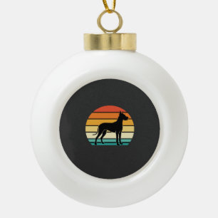 Great Dane Retro Sunset Dog Silhouette Ceramic Ball Christmas Ornament