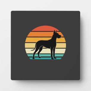 Great Dane Retro Sunset Dog Silhouette Plaque