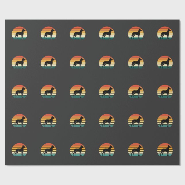 Great Dane Retro Sunset Dog Silhouette Wrapping Paper (Flat)