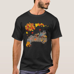 Great Dane Riding Leopard Plaid Truck Thanksgiving T-Shirt