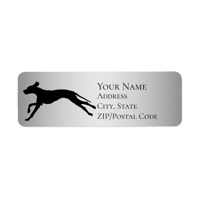 Great Dane Running Silhouette Adresse de retour (Devant)