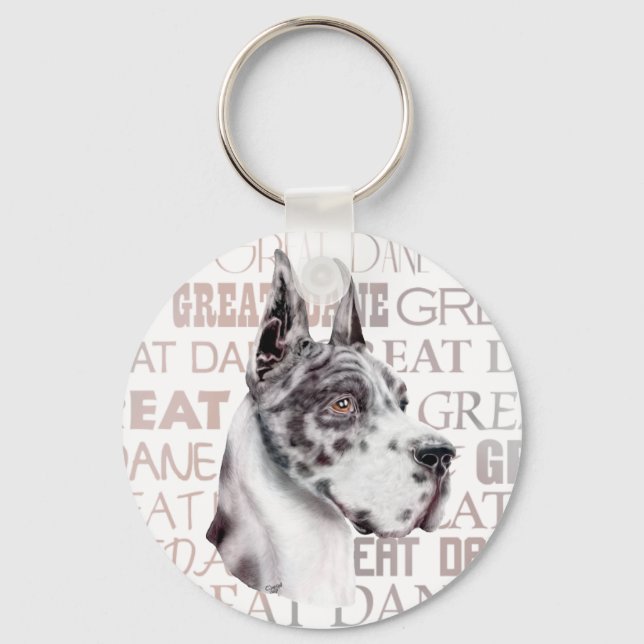 Great Dane Show Colours Harlequin Keychain (Front)