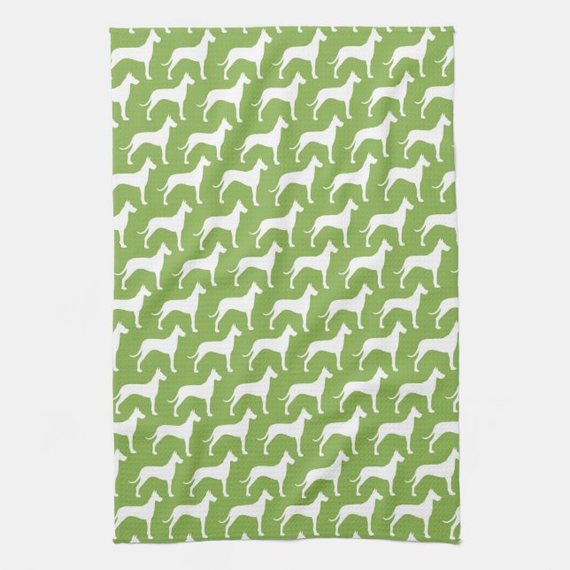 Great Dane Silhouettes Pattern Kitchen Towel (Vertical)