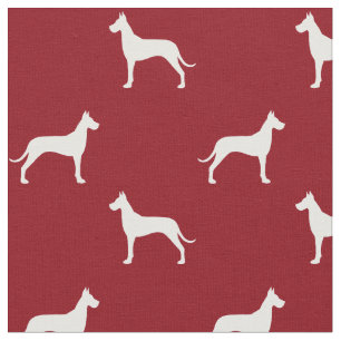 Great Dane Silhouettes Pattern Red Fabric