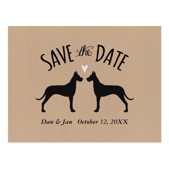 Great Dane Silhouettes Wedding Save the Date Postcard
