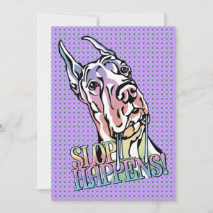 Great Dane Slop Happens Pastel Invitation