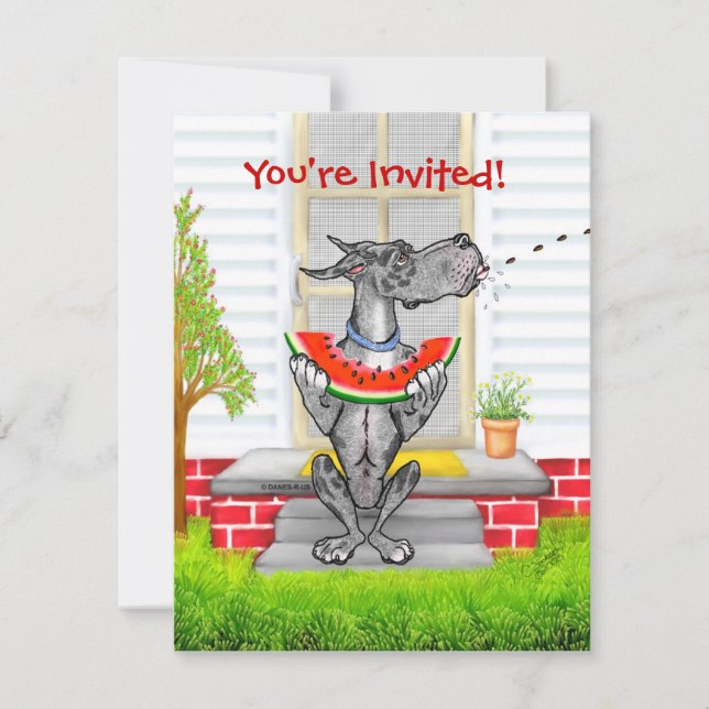 Great Dane SPIT Merle Invitation (Front)