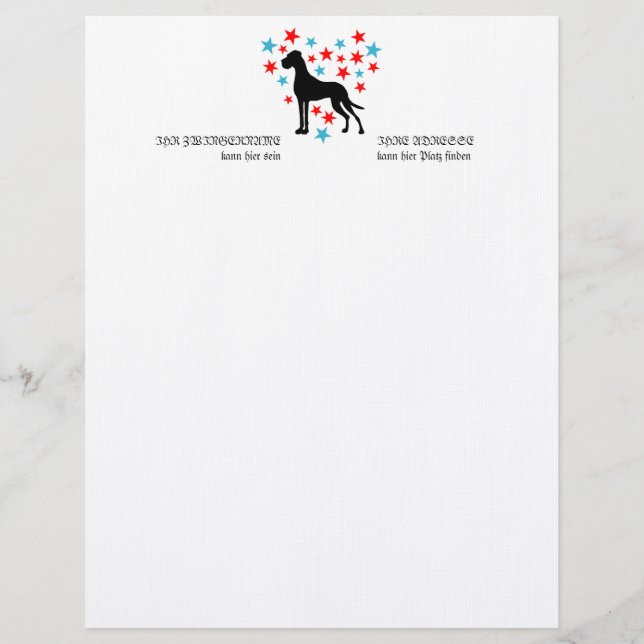 Great Dane Stars and Fun  Letterhead (Front)