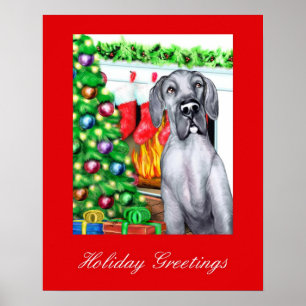 Great Dane Stockings Blue UC Poster