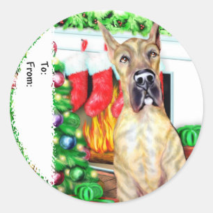 Great Dane Stockings Brindle Gift Tags