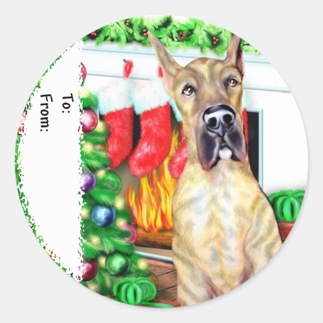 Great Dane Stockings Brindle Gift Tags (Front)