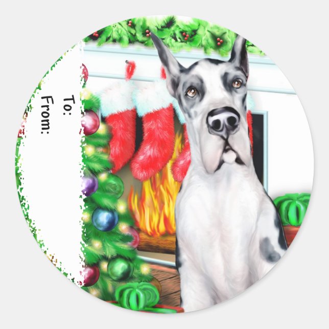 Great Dane Stockings Harlequin Gift Tags (Front)