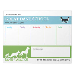 Great Dane training plan Notepad