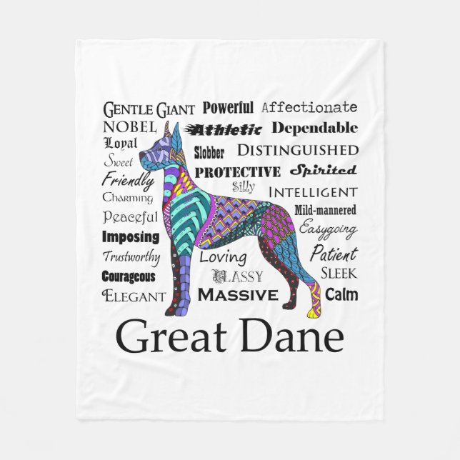 Great Dane Traits Fleece Blanket (Front)