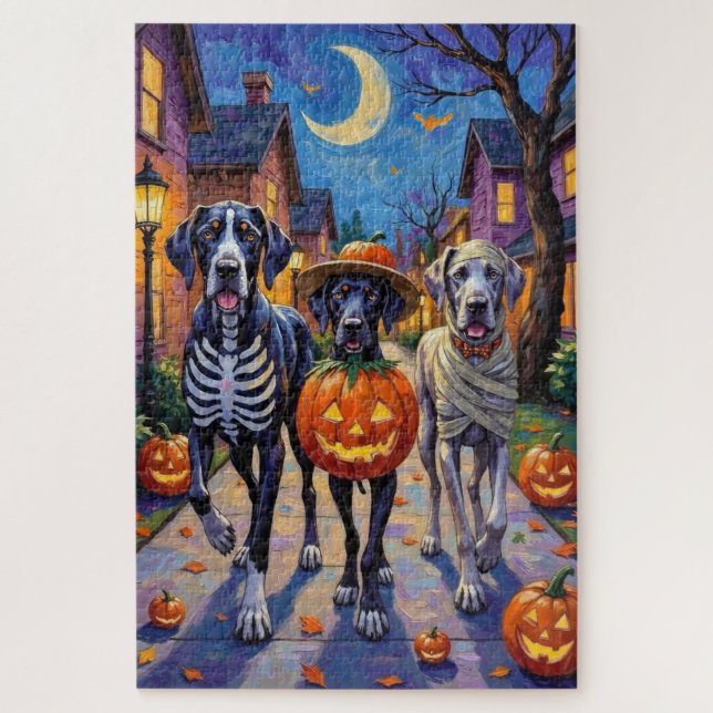 Great Dane Trick-or-Treating Halloween Costumes Jigsaw Puzzle (Vertical)