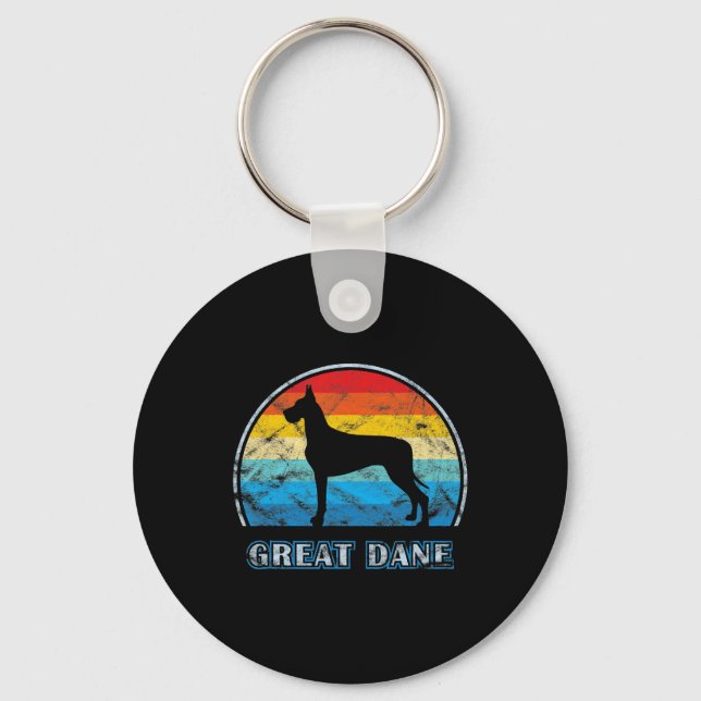 Great Dane Vintage Design Dog Keychain (Front)