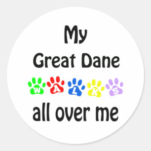 Great Dane Walks Design Classic Round Sticker