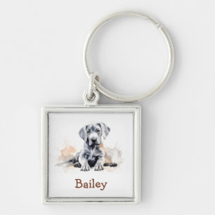 Great Dane Watercolor Keychain