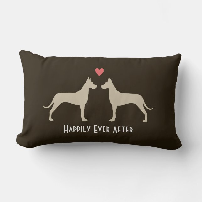 Great Dane Wedding Dogs | Happy Couple Custom Lumbar Pillow (Front)