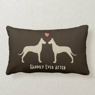 Great Dane Wedding Dogs   Happy Couple Custom Lumbar Pillow