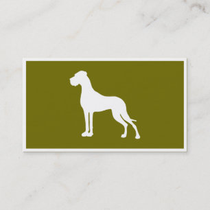 Great Dane white silhouette  Business Card