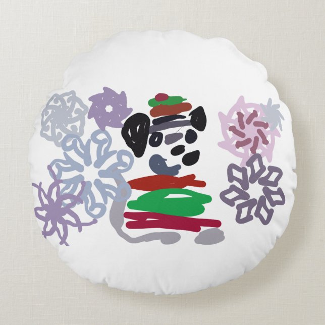 Great Dane Winter Round Pillow (Front)