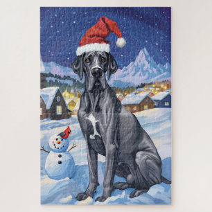 Great Dane Winter Wonderland Christmas Joy  Jigsaw Puzzle