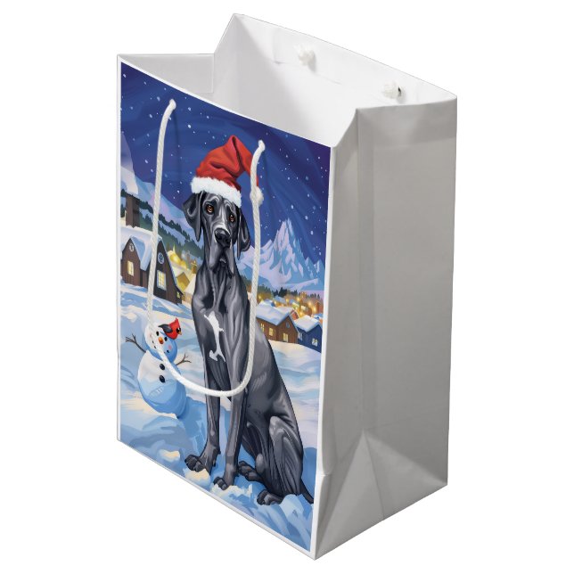 Great Dane Winter Wonderland Christmas Joy  Medium Gift Bag (Front Angled)