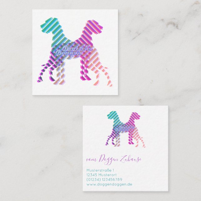 Great Dane, with German text Square Business Card (Front/Back)