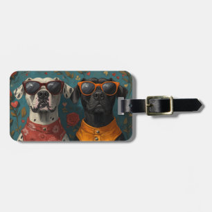 Great Dane With Heart Roses Valentine's Day Luggage Tag