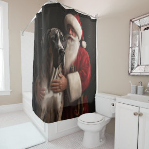 Great Dane With Santa Claus Festive Christmas 