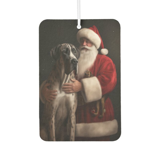 Great Dane With Santa Claus Festive Christmas  Air Freshener (Front)