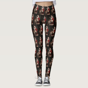 Great Dane With Santa Claus Festive Christmas Leggings