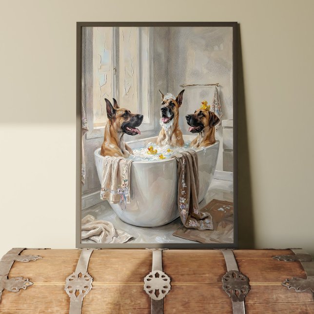 Great Danes Bathroom Tub Poster Art Print (Creator Uploaded)